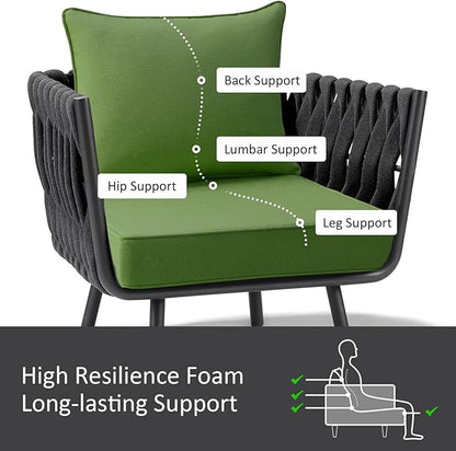Outdoor Patio Chair Cushions Set, 24" x 24", Set of 2, Water-Repellent, Fade Resistant, Deep Seat Bottom and Back Cushion for Backyard, Couch, Sofa and Patio Furniture, Lawn Green