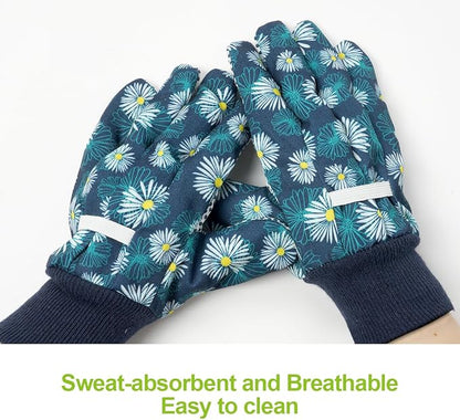 Ainiv Floral Gardening Gloves for Women/Ladies, Non-Slip Garden Work Gloves,Breathable Yard Work Glove Light Working Gloves