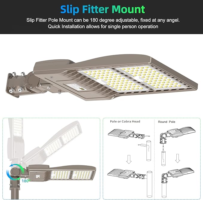 LED Parking Lot Light with Slip Fitter UL DLC Listed, 5000K Shoebox Pole Light AC100-277V, IP65 Waterproof Commercial Street Area Lighting for Driveway/Roadway/Yard(400W, 56000LM)