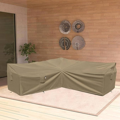 Heavy Duty Outdoor Sectional Sofa Cover - 100"X100" Waterproof 600D Patio Couch Cover for V-Shaped Lawn Patio Furniture