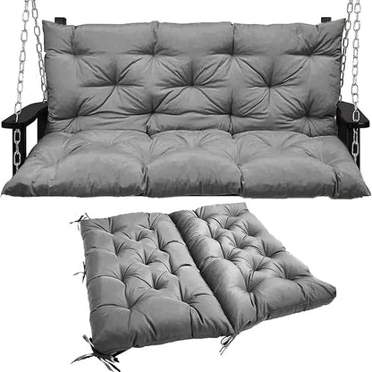 Swing Replacement Seat Cushions, 2-3 Seater Bench Cushions for Outdoor Furnitur with Backrest, Garden Recliner Seat Cushions Waterproof Sofa Pads (Light Gray, 71x40in)