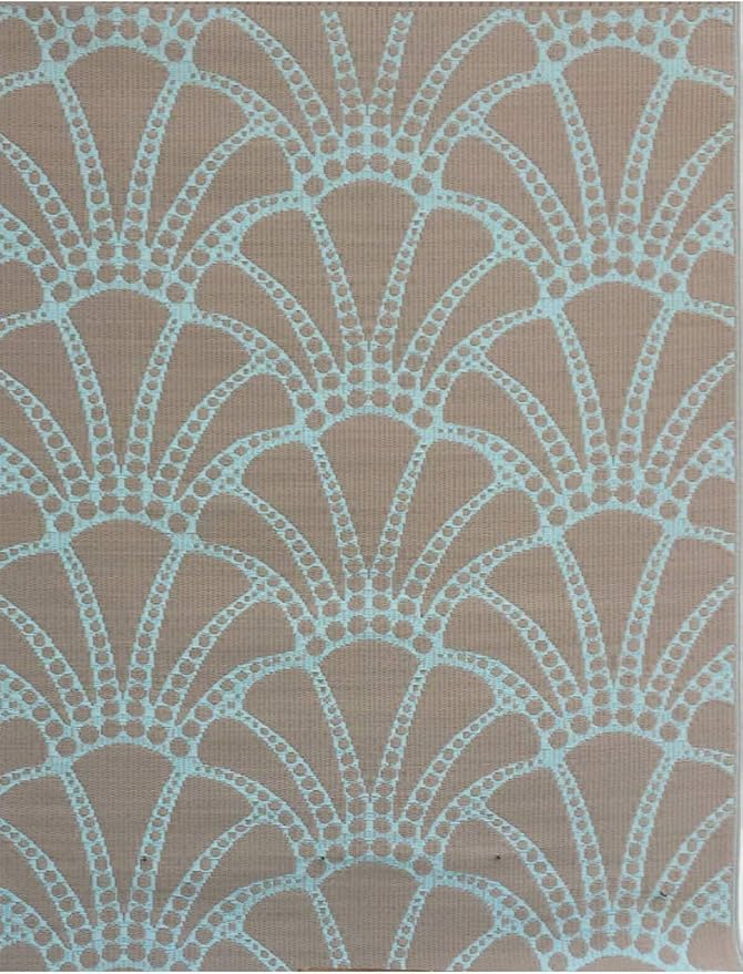 Mad Mats Outdoor Rug, Reversible Plastic Mat for Patio, Porch, Deck, Kitchen & Bath, Indoors, Scallop, 5' x 8', Cool Aqua