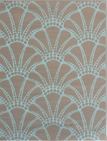 Mad Mats Outdoor Rug, Reversible Plastic Mat for Patio, Porch, Deck, Kitchen & Bath, Indoors, Scallop, 5' x 8', Cool Aqua