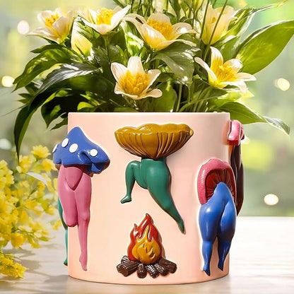 GUGUGO Unique Mushroom Lady Body Plant Pots, Cute Quirky Garden Planters, Boho Funky Eclectic Home Decor, Mushroom Lady Butt Flower Pots, Succulent Planter, Modern Aesthetic for Decorating, Pale Pink