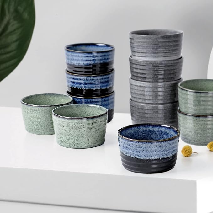 Ramekin Set, UNICASA 8 oz Creme Brulee Ramekins, Oven Safe Baking Set for Custard, Pudding, Souffle Cups, Reactive Gray (Gray, 8oz x 2pc)