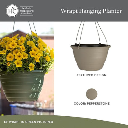 The HC Companies 11 Inch Wrapt Hanging Planters, Lightweight UV-Resistant Plastic Hanging Planters for Indoor & Outdoor Plants, 2-Pack Hanging Flower Pots for Garden, Patio & Home Decor, Pepperstone