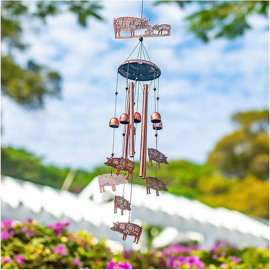 Pig Wind Chimes for Outside,Pig Gifts for Women Men/Memorial Gifts/House Warming/Birthday Metal windchimes Outdoors/Indoors,Garden,Patio Decor,Home,Porch,Yard Decorations