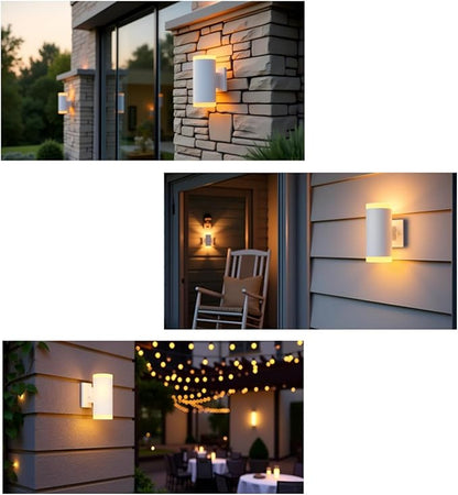 Outdoor Wall Lantern, ZUUKOLE Waterproof Exterior Wall Light, Anti-Rust Aluminum Wall Mount Lighting Cylinder Design – Up Down Wall Light fixtures for Porch, Patio or Garage, 2 Pack