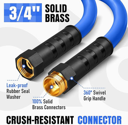 Heavy Duty Garden Hose 25 ft, Non-Expanding Flexible Water Hose, Kink Resistant Lightweight Hybrid Hose, Leakproof Hose Male to Female Fittings