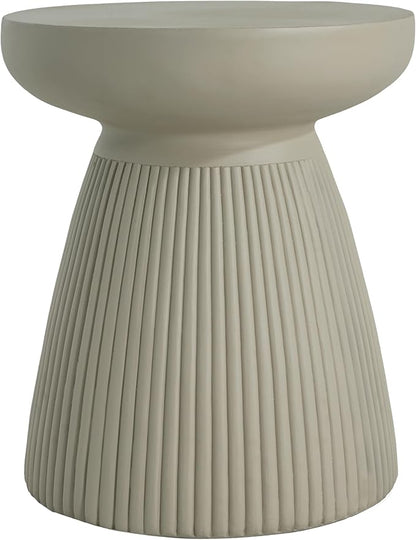 Christopher Knight Home Luce 20" Indoor Outdoor Round Top Accent Table, Patio Decorative End Side Table, Lightweight Concrete Garden Stool for Patio Living Room Balcony & Garden Decor, Sand Gray