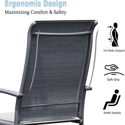 Patio Dining Chairs Set of 2, Outdoor Dining Chairs with High Back, Metal Outdoor Chair Set with Comfort and Durability, Patio Chair for Deck Lawn Kitchen Garden Backyard, Grey