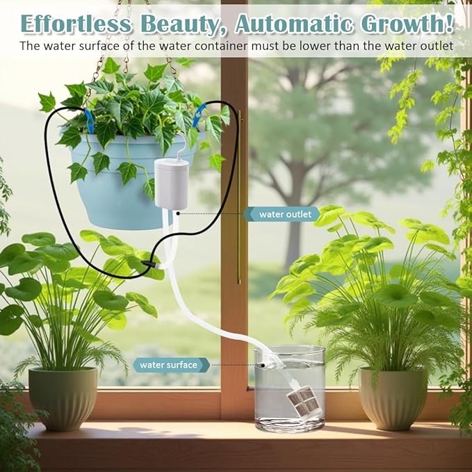 Hanging Planters 10 Inch, 4 Pcs Flower Pots Automatic Watering System Set, Self Watering Hanging Basket with Drainage Hole for Indoor Outdoor Plants, Decor, Blue