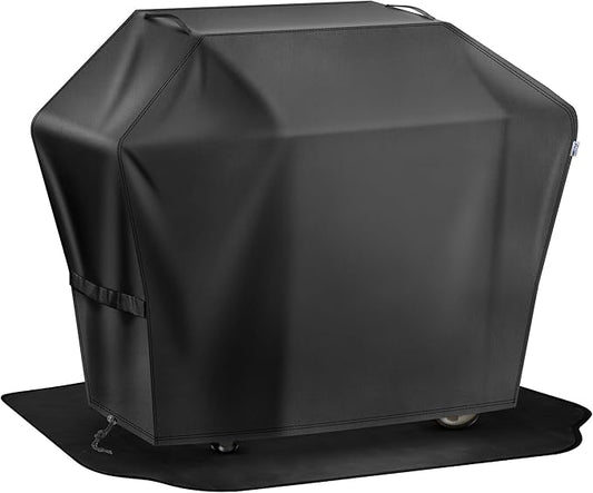 Grill Cover 65 Inch & Under Grill Mat,Waterproof Fade Resistant Anti-UV Barbecue Grill Cover & Weather Protection BBQ Cover for Griddle Outdoor,Compatible with Weber Nexgrill Charbroil Grill