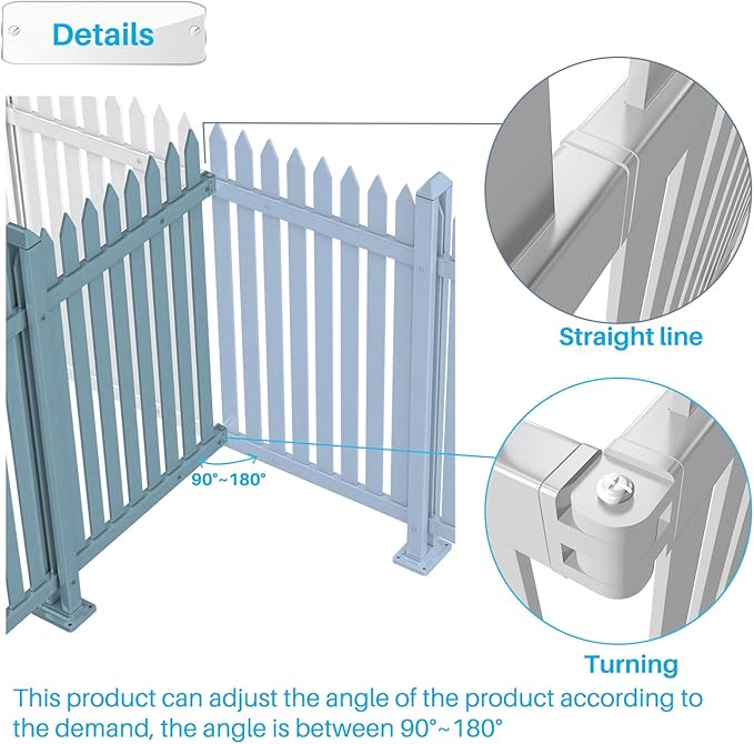 Patio 7 Sets Vinyl Picket Fence Panels 36" H x 84" W White PVC Decorative Fence for Front Yard Porch Patio Deck Pool Air Conditioner Fence Safety Dog Fence (34 Pickets, Straight)