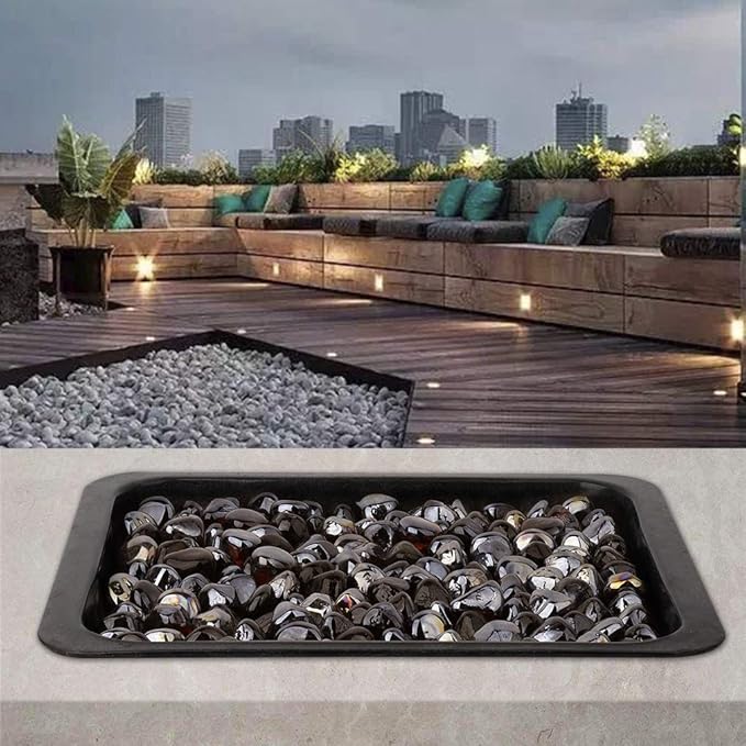 Mr. Fireglass 10 Pounds Diamond Fire Glass, 1 inch High Luster Reflective Fire Pit Glass Rocks for Propane & Natural Gas Fire Pits Fireplace & Lanscape, Amber