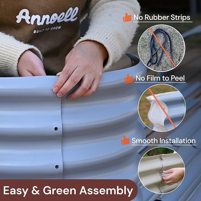2-Pack 8x2x1.5 ft Galvanized Raised Garden Bed, 18" Tall Planter for Outdoor Plants, Metal Raised Flower Bed for Herb Fruit Vegetable, Garden Planter Outside Backyard & Patio - Moss Green
