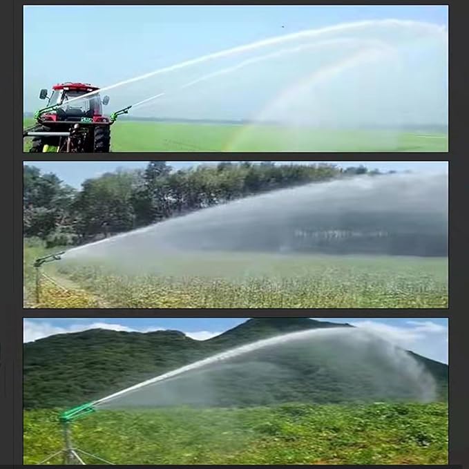 2" Farm Irrigation Sprinkler, Impulse Impact Sprinkler with Replacement Nozzle & 1.2M Rack 360° Large-Area Watering Spray