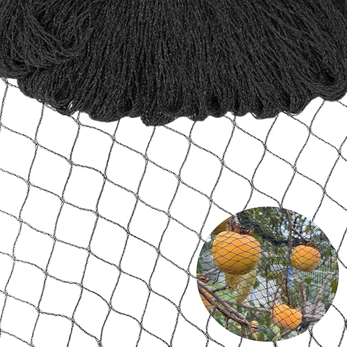 50x50ft Bird Netting, 1 inch Mesh, Heavy Duty Garden Netting for Fruit Trees, Blueberry Bushes, Vegetables, Extra Strong Woven Mesh Against Birds, Deer, Squirrels, Poultry and Other Animals