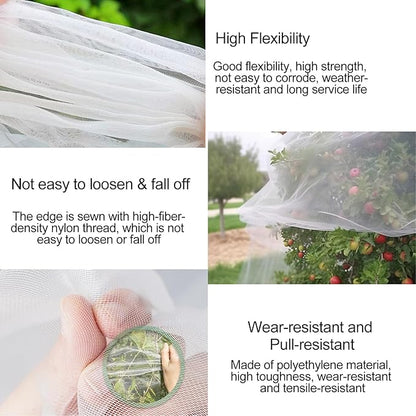 Garden Mesh Netting with Drawstring & Zipper,2PACK Pest Barrier Insect Netting Plant Mesh Cover for Vegetable Flowers Fruits Plants (2.3FTx 3.3FT+3.3FT x 4.9FT)