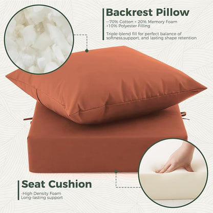 Outdoor Cushions for Patio Furniture, Outdoor Seat Cushion Set 24 x 24 x 5.75 Inch, Waterproof & Fade Resistant Outdoor Chair Cushions, Deep Patio Chair Cushion with Removable Cover, Spice
