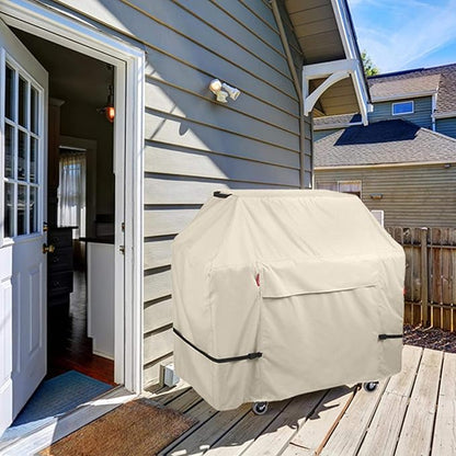 Porch Shield 50W x 24D x 46H inch Premium Gas Grill Cover Up to 48 inch, Waterproof and Fade Resistant 600D BBQ Covers for Weber, Brinkmann, Char-Broil and More, Light Tan