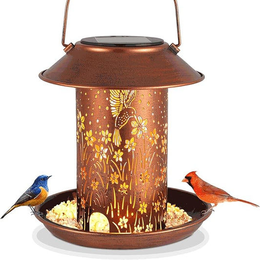 Christmas Bird Feeders for Outdoors Hummingbird Solar Lanterns Outdoor Waterproof Hanging Garden Decor Birthdays for Women Mom Metal Solar Decoration Outside for Yard, Patio,