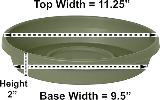 Bloem Terra Plant Saucer Tray for Planters 9-12" Living Green