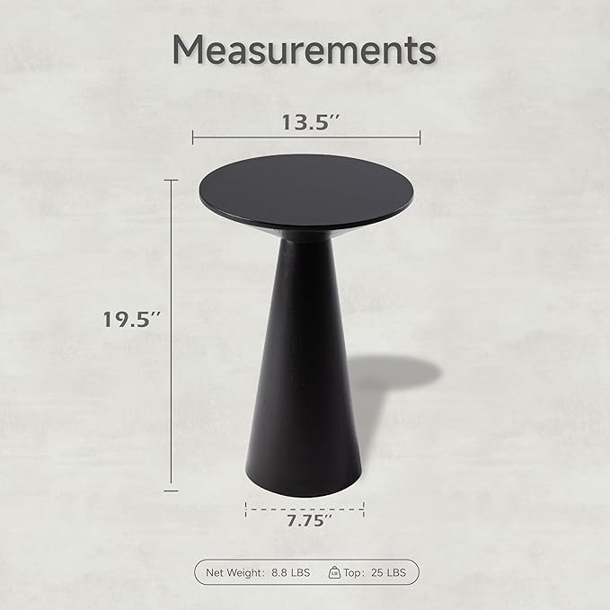 COZAYH Farmhouse Pedestal Small End Table Round Martini Table Wood Plant Stand Rustic Drink Table for Small Space Living Room, Bedroom, Black