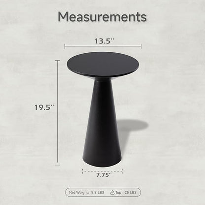 COZAYH Farmhouse Pedestal Small End Table Round Martini Table Wood Plant Stand Rustic Drink Table for Small Space Living Room, Bedroom, Black