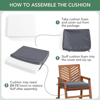 Outdoor Chair Cushions Set of 4: Waterproof & Fade Resistant Seat Cushion for Patio Furniture - 19 x 19 x 2 Inch Chair Pads with Ties and Hidden Zipper -Patio Chair Cushion Replacement, Dark Grey