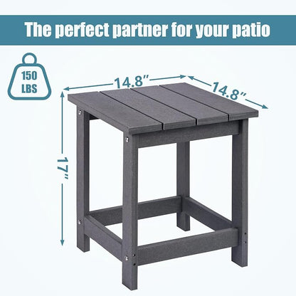 LZRS Adirondack Outdoor Side Table – Durable Weather-Resistant HDPE Patio End Table for Porch, Deck, Pool, Garden,Sturdy and Easy Assembly, Grey