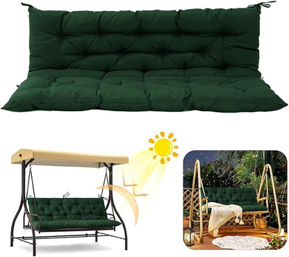 2/3 Seater Swing Replacement Cushion, Waterproof Porch Swing Cushions with Backrest, Thickened Bench Cushions for Outdoor Furniture, for Outdoor Patio Swing (Dark Green, 71 * 40in)
