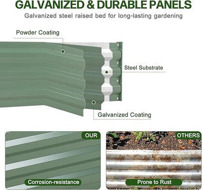 Aoodor 3 x 3 x 1 ft Outdoor Raised Garden Bed, Reinforced Galvanized Steel Planter Box for Vegetables, Flowers, and Fruits, Set of 2
