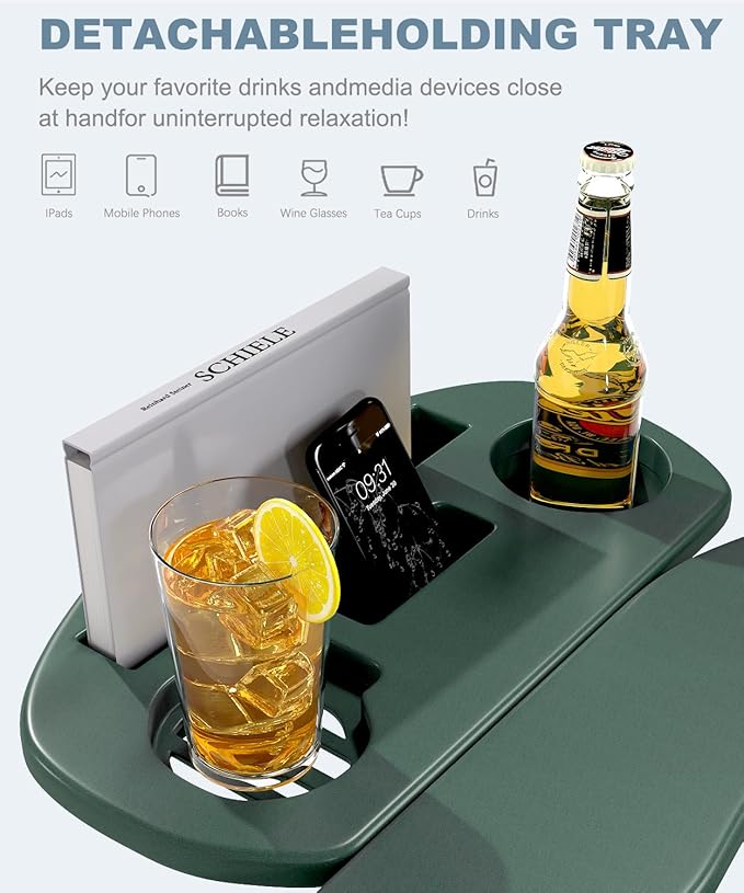 Adirondack Chair Set of 8, HDPE Folding Adirondack Chair with Multifunctional Cup Holder, Weather Resistant Fire Pit Chair for porches, patios, poolsides, Decks.