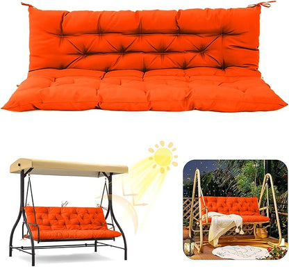 2/3 Seater Swing Replacement Cushion, Waterproof Porch Swing Cushions with Backrest, Thickened Bench Cushions for Outdoor Furniture, for Outdoor Patio Swing (Orange, 47 * 40 in)
