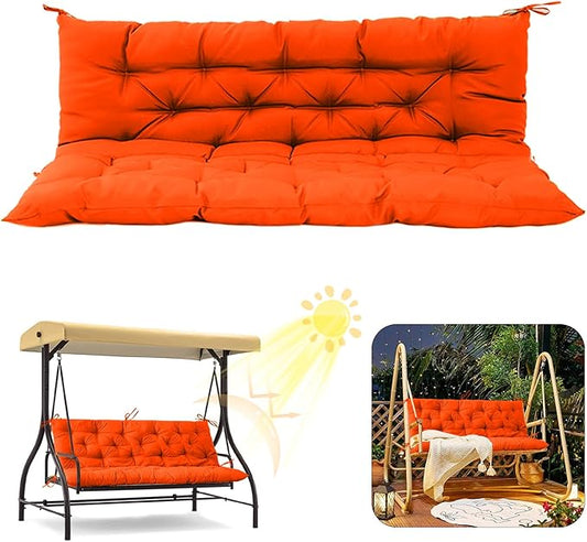 2/3 Seater Swing Replacement Cushion, Waterproof Porch Swing Cushions with Backrest, Thickened Bench Cushions for Outdoor Furniture, for Outdoor Patio Swing (Orange, 47 * 40 in)