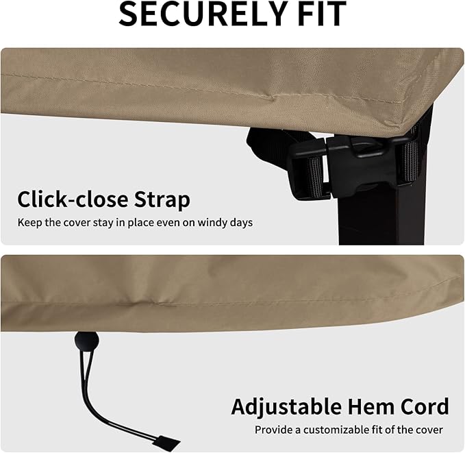 Easy-Going Waterproof Patio Sofa Cover UV Resistant 3 Seater Outdoor Sofa Cover Weatherproof Lawn Patio Furniture Cover with Tape Sealed Seam (79Wx37Dx35H inch, Camel)