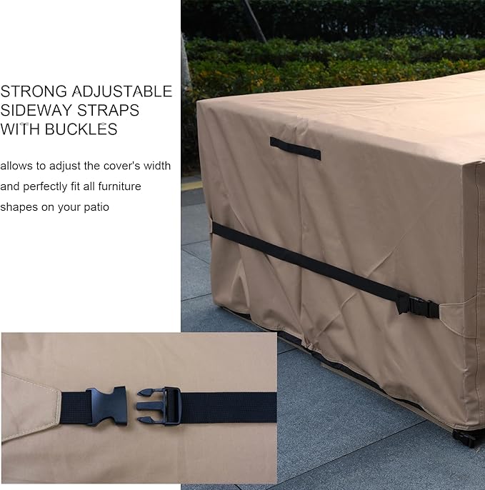 Patio Furniture Set Cover Rectangular Heavy Duty 600D Waterproof Outdoor Sectional Sofa Couch Cover Large Outside Dining Table and Chairs Covers Patio Conversation Set Cover Brown 126 x 63 x 28.5 Inch