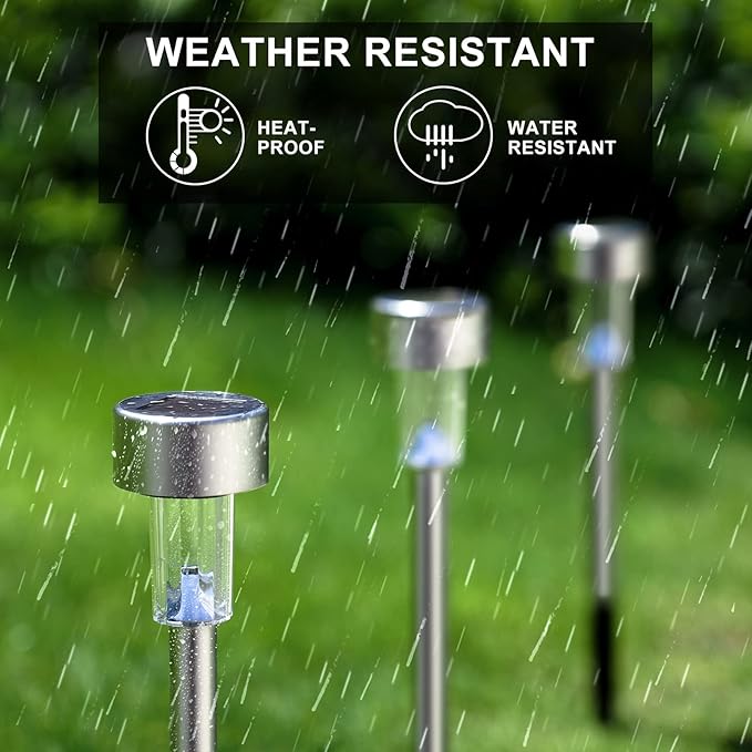 Dream Master Solar Lights Outdoor Waterproof, Stainless Steel LED Landscape Lighting, Solar Garden Lights, Outdoor Christmas Decorations for Yard, Pathway, Walkway, Patio, Lawn - 12Pack(Warm White)