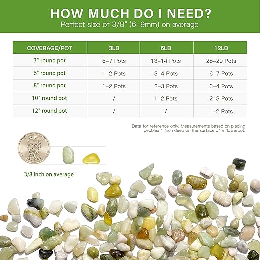 NUPICK 3 lbs Pebbles for Indoor Plants, 3/8 Inch Pea Gravel for Fish Tank, Polished Decorative Rocks for Succulent, Natural River Stones for Vases, Cactus, Landscaping, Bird Bath, Aquarium, Jade