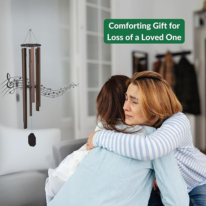 Lambright Chimes Mountain Serenade Medium 48" Tall Bronze Personalized Wind Chime, Custom Windchimes for Memorial, Sympathy, Loss, Anniversary for Wife, Friend, Mother, Grandmom, Pet - Made in America