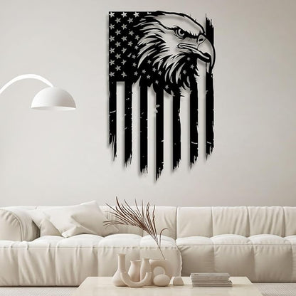 American Eagle Metal Wall Art, US Flag Decor, Large Eagle Wall Sign, Fourth of July Independence Day, Metal Hanging, Patriotic Gift (19x12 inches / 47x29cm, Style 3)