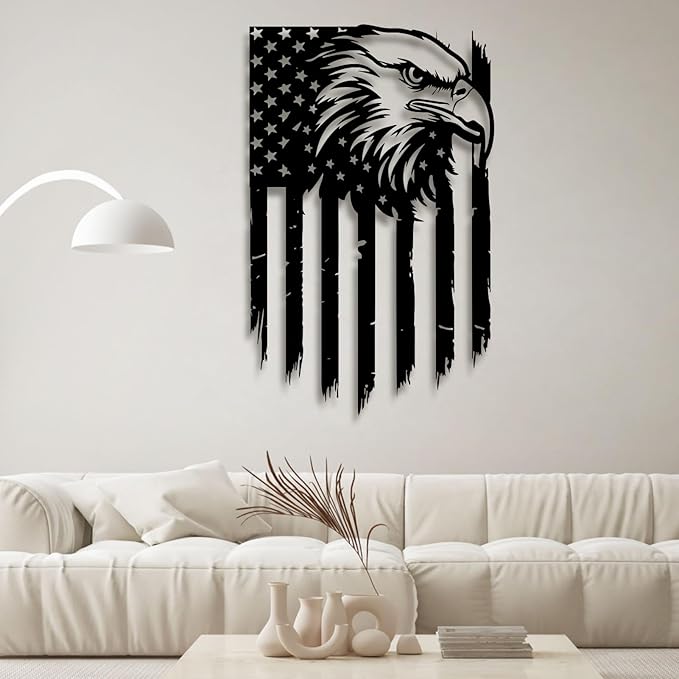 American Eagle Metal Wall Art,American Flag Wall Decor,US Large Metal Eagle Wall Sign,Fourth of July Independence Day Flag,Metal Flag Hanging,Patriotic Gift (41x26inches / 105x66cm, Style 3)