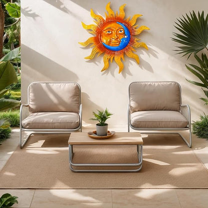 2025 New Metal Birds Outdoor Wall Art Decor+25.7'' Large Size Metal Sun Outdoor Wall Art Decor