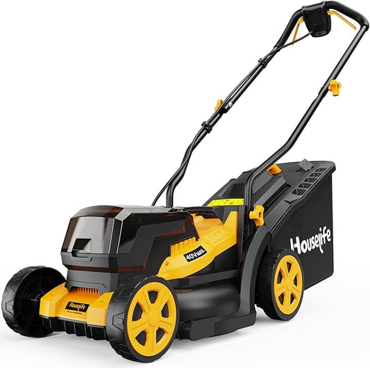 40V Cordless Lawn Mower Compatible with Dewalt 2x20V MAX Battery, 14 Inch Electric Lawn Mower with 35L Grass Bag, 6-Position Height Adjustment, Foldable Push Mower for Yard (Tool Only)