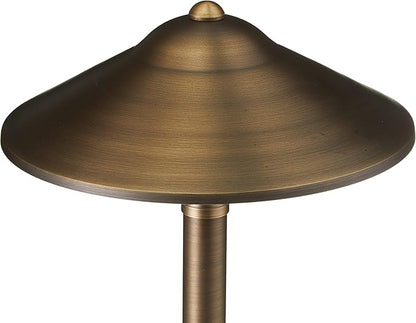 VOLT Max Spread 12V Solid Cast Brass Path Light (25" Tall, 9" Shade) for Low Voltage Landscape Lighting on Outdoor Pathway, Walkway, Garden, Driveway or Patio