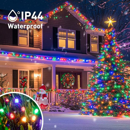 JMEXSUSS 2 Pack Solar Christmas Lights Outdoor Waterproof, Total 400LED 151FT Multi Colored Christmas Lights, 8 Modes Solar String Lights for Outside Tree Patio Garden Xmas Christmas Decorations