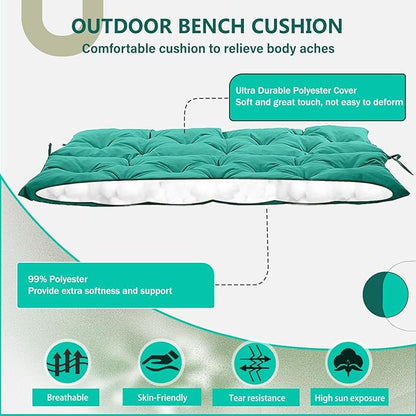 2/3 Seater Swing Replacement Cushion, Waterproof Porch Swing Cushions with Backrest, Thickened Bench Cushions for Outdoor Furniture, for Outdoor Patio Swing (Lake Blue, 40 * 40 in)