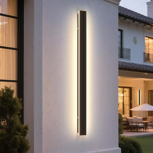 Modern Linear Outdoor Wall Light – 39.4" LED Dimmable IP65 Waterproof with Remote 3000K-6000K Long Wall Lights Fixture Porch Lights Exterior Lighting Fixture for Entrance, Hallway, Patio