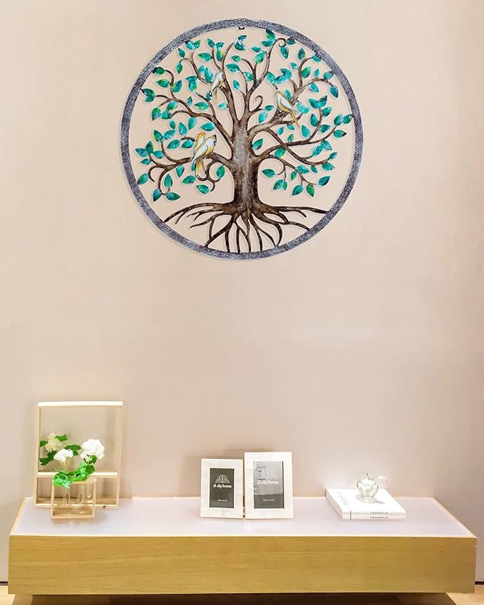 CHINDEUISYUT 23 Inches Tree of Life Wall Art Metal, Large Metal Tree of Life Wall Decor Wall Hanging for Living Room Bedroom Garden Outdoor Porch Patio Office Home Wall Decor, 23in x 23in x 0.88 in